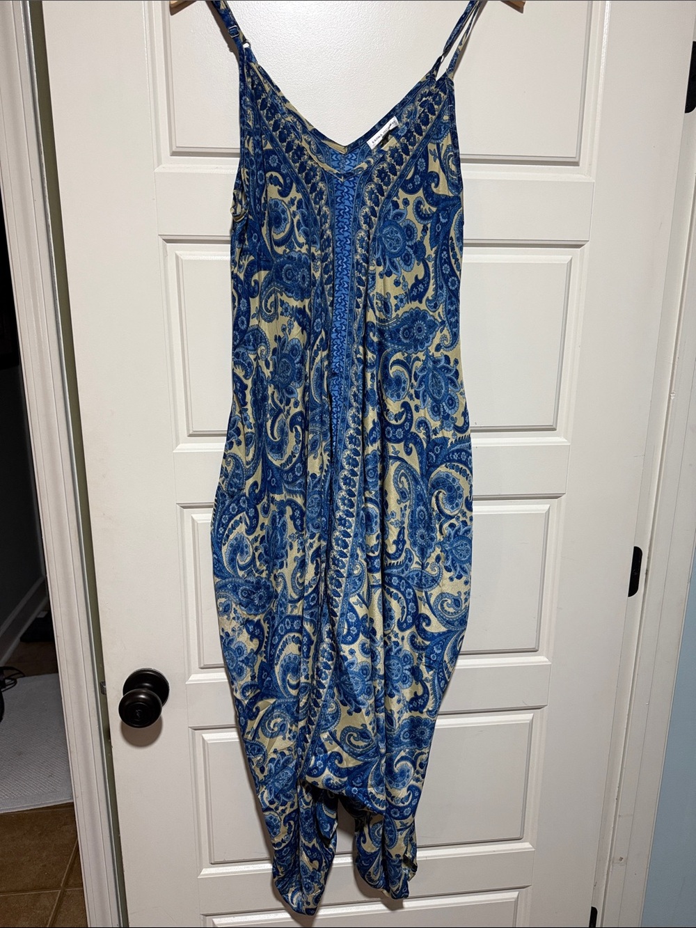 Karma Highway blue Paisley Floral V Neck Boho romper jumpsuit One Size